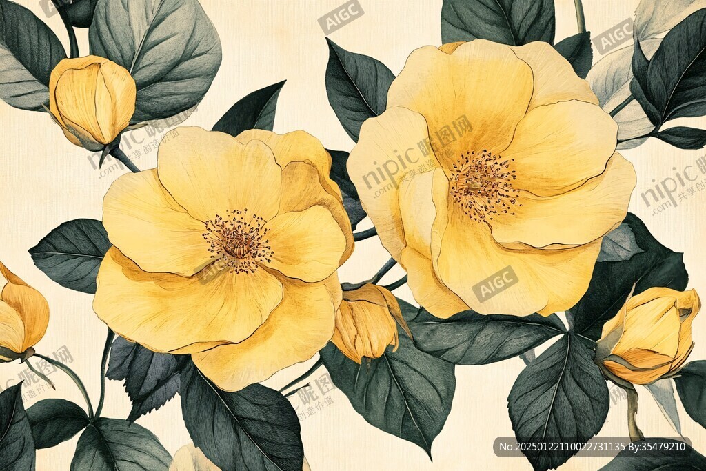 金花茶插畫