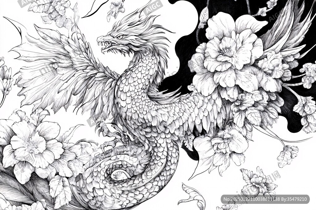 龍鳳插畫上色