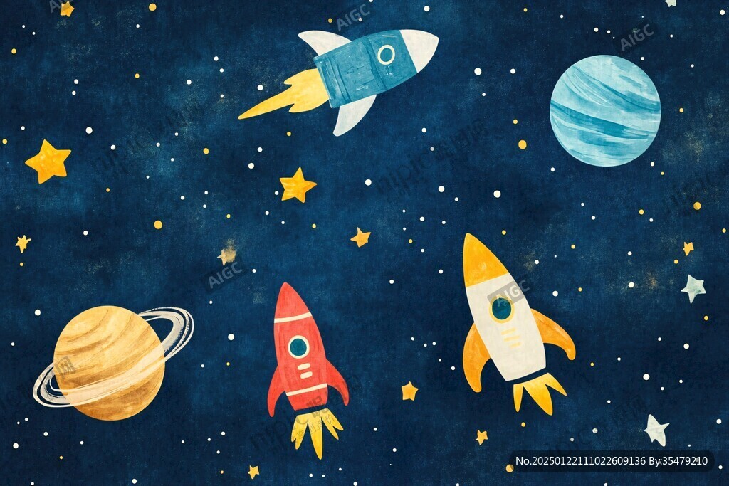 探索宇宙卡通圖案