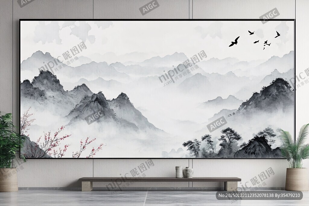 新中式數字畫潑墨山水