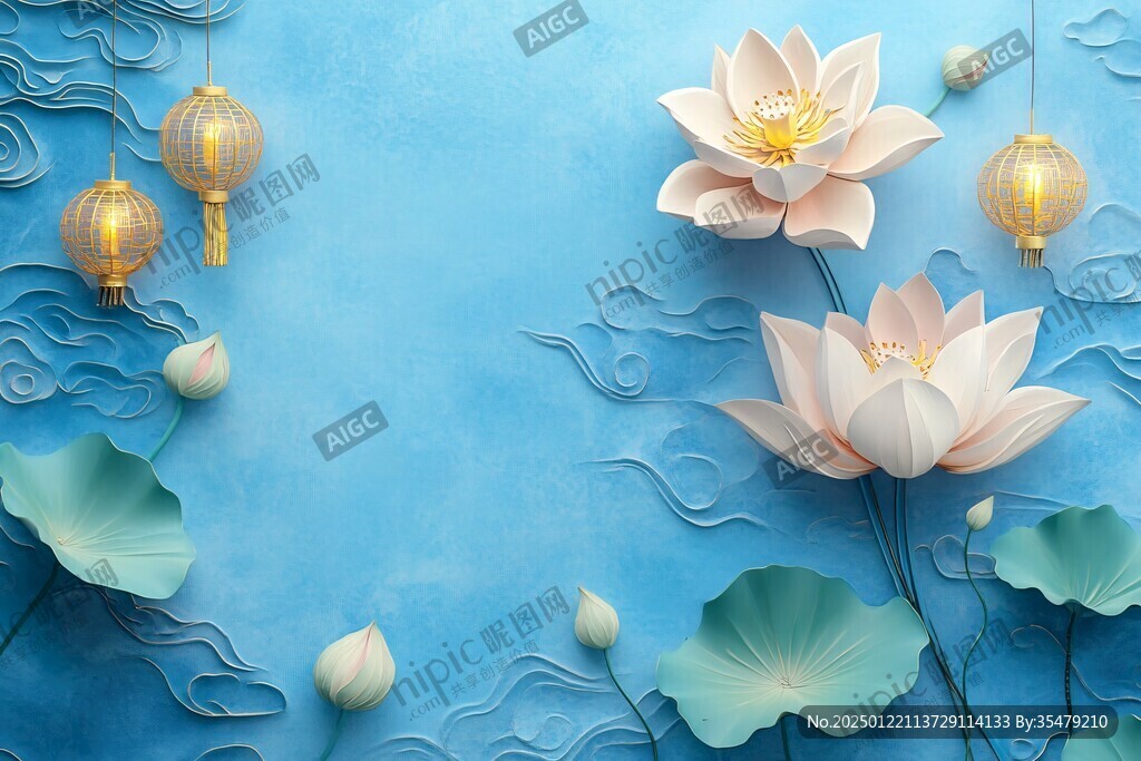 3d荷花背景