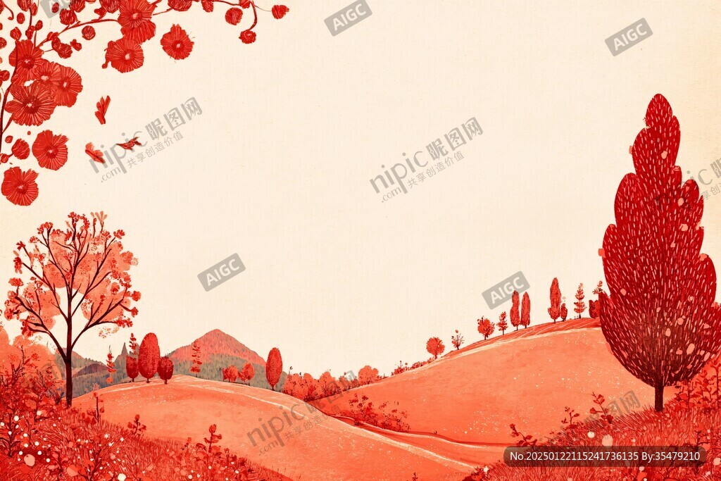 秋景手繪插畫(huà)