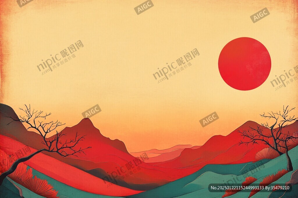 插畫(huà)紅日