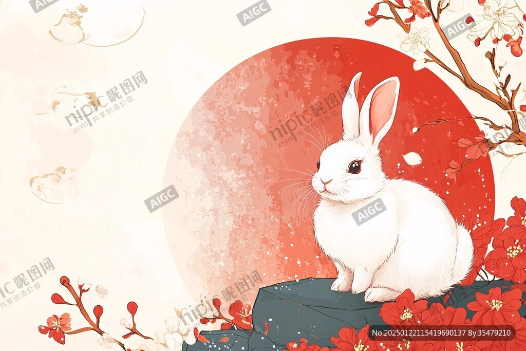 兔年中式插畫