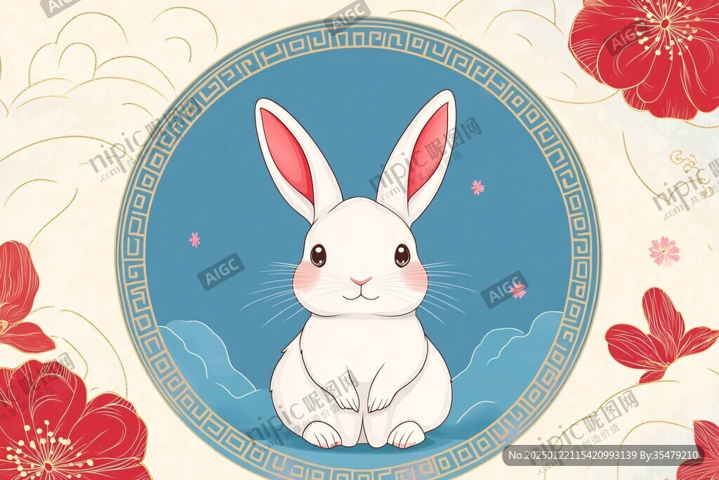 兔年中式插畫