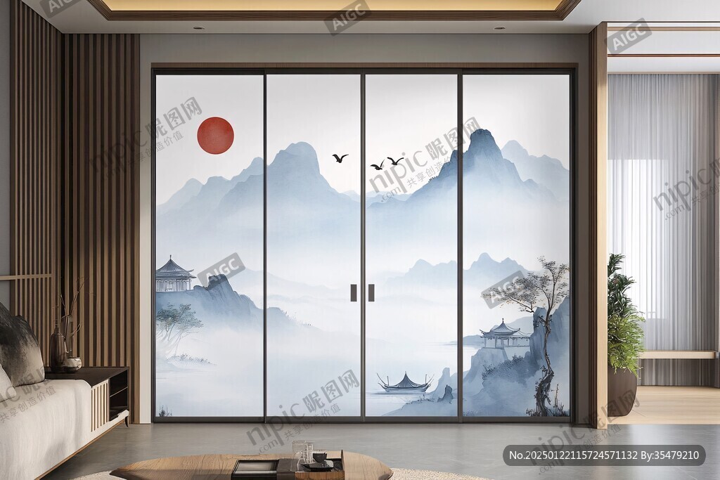 新中式山水門窗