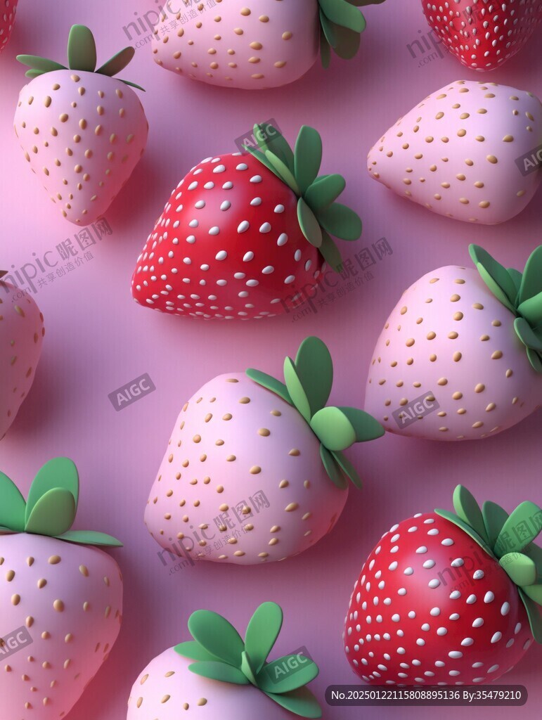 粉色背景草莓