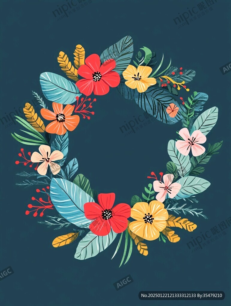 橡皮泥花環插畫