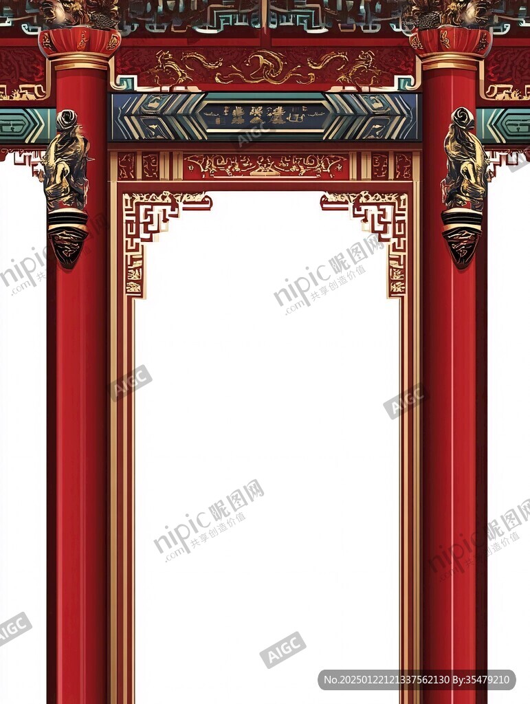 中式門樓拱門大門背景