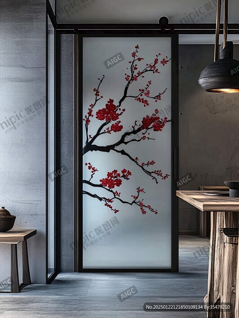 酒店客廳走廊梅花花鳥(niǎo)