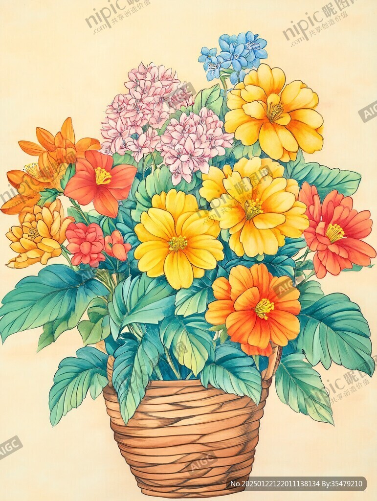 花籃插畫