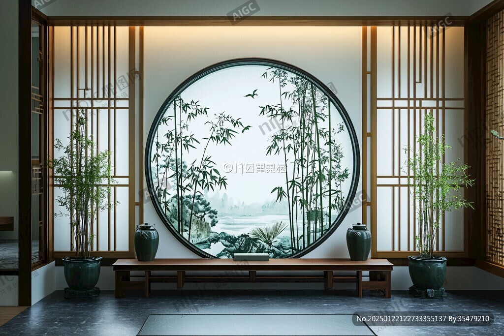 中式竹林背景墻