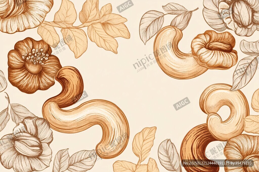 高清腰果插畫