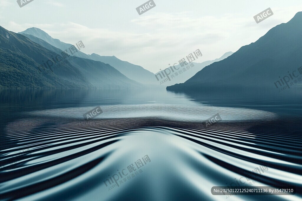 水波紋山景水景