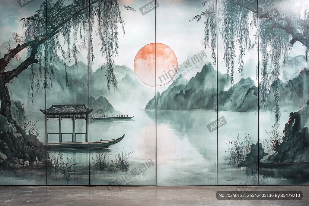 古風(fēng)山水屏風(fēng)
