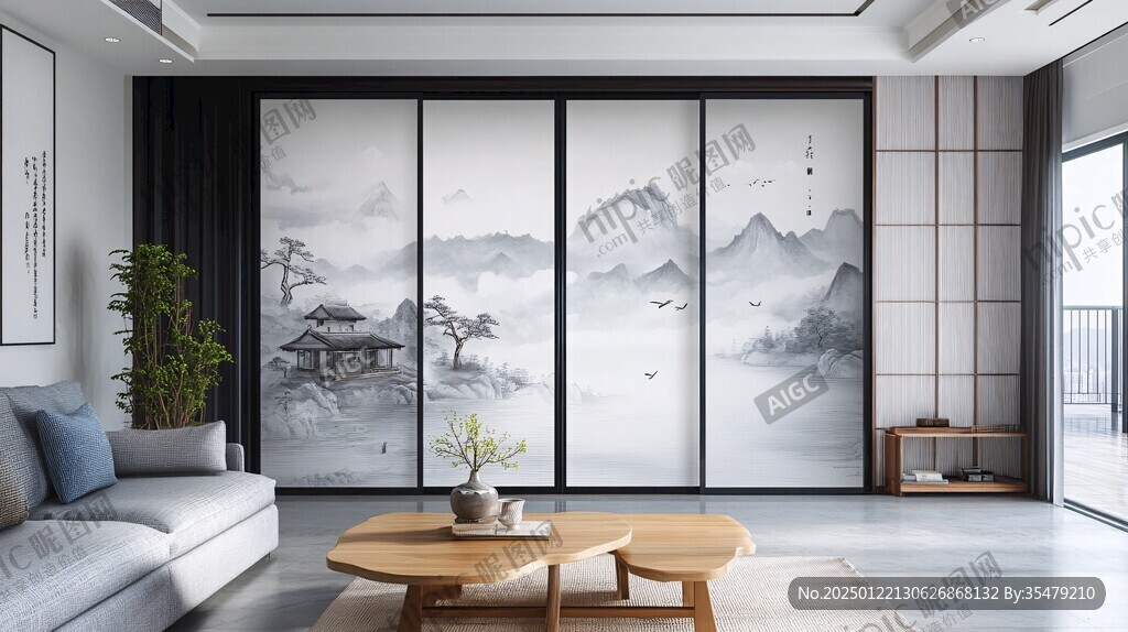 現代墻布壁畫場景圖