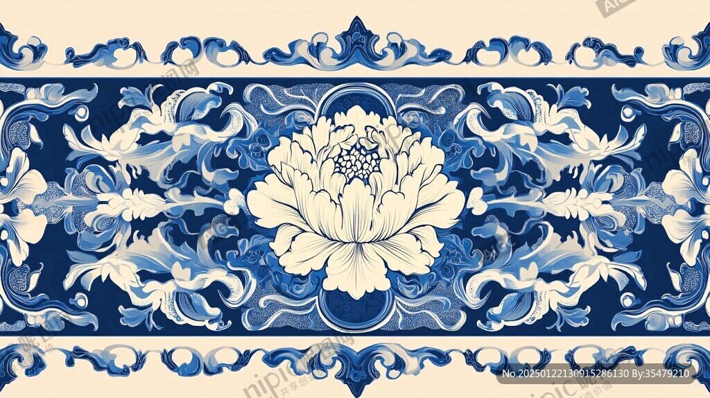藍色印花古典圖案
