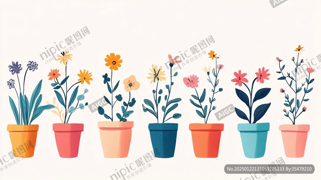 植物扁平插畫