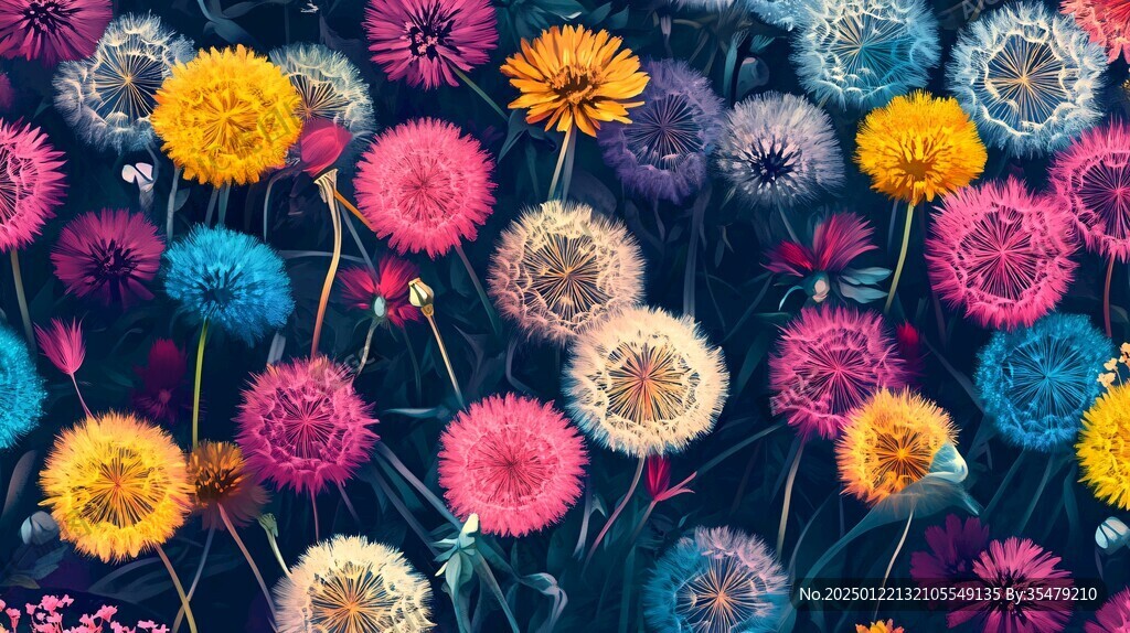 彩色菊花背景墻