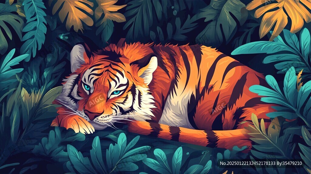 虎元素插畫