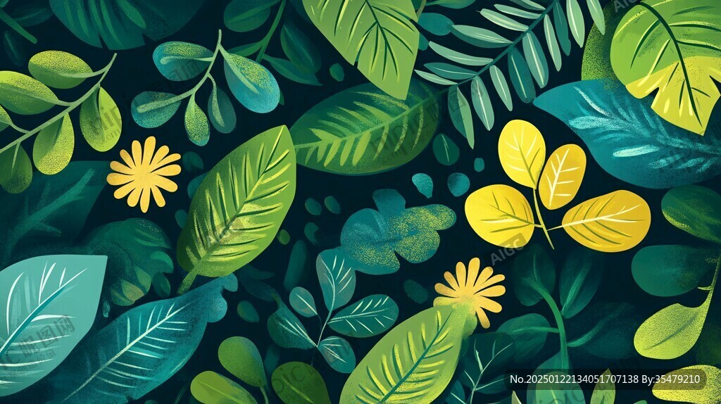 植物背景扁平插畫