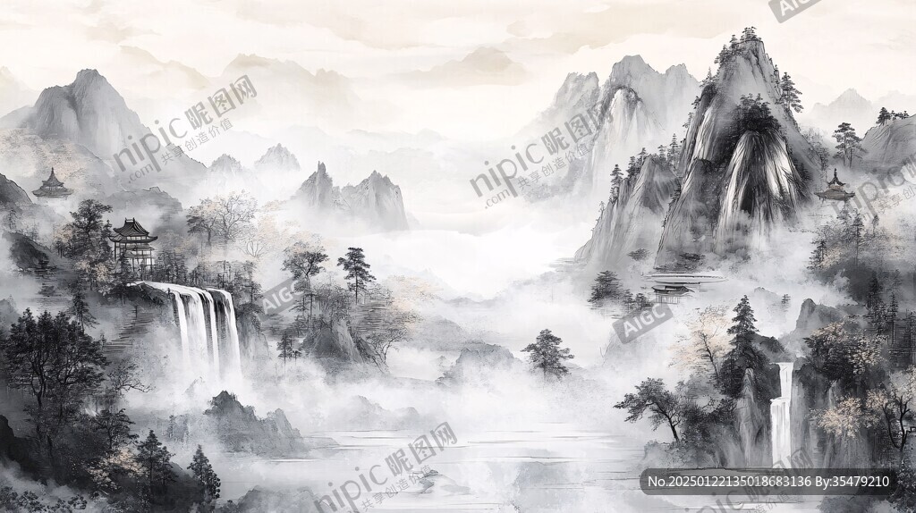 水墨數(shù)字畫(huà)山水畫(huà)壁紙