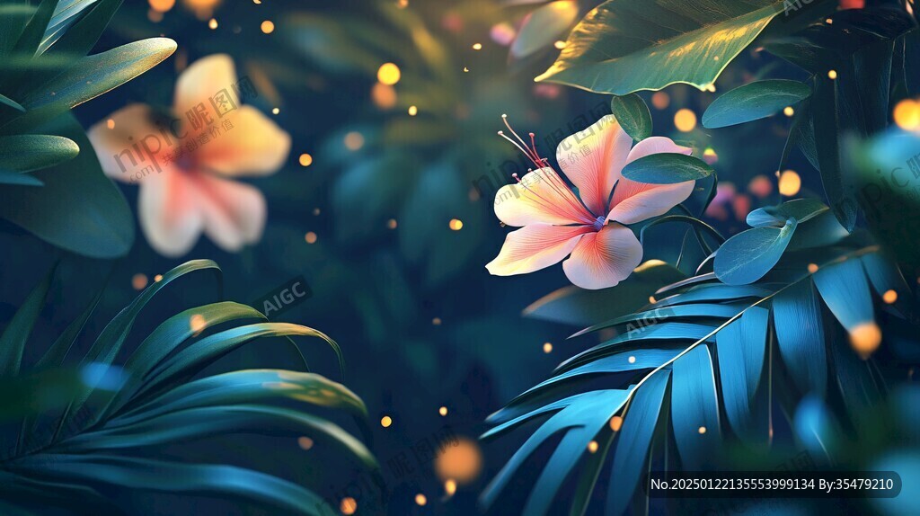 熱帶雨林花草樹木背景