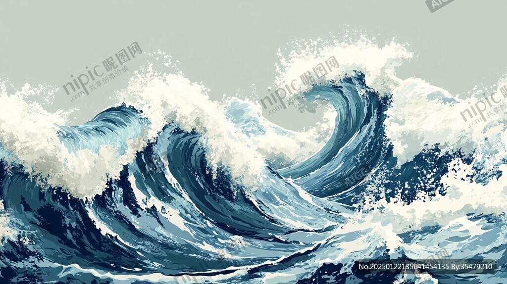 浪花插畫