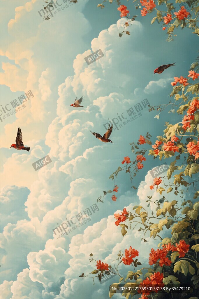 唯美花鳥風景畫