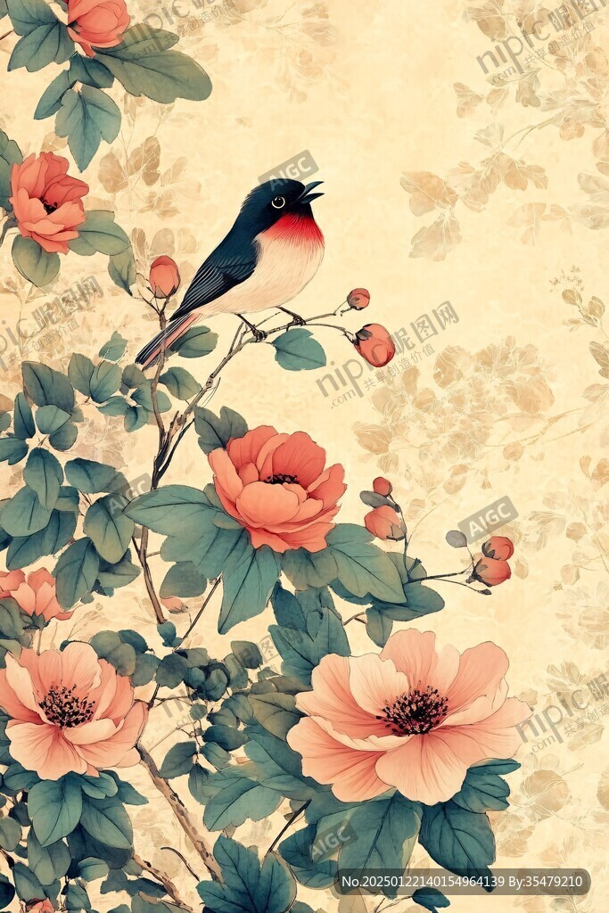 高清手繪花鳥壁紙