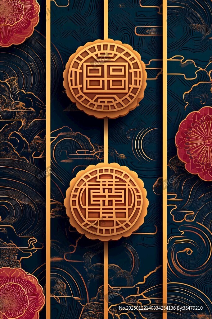 月餅包裝中式包裝底紋