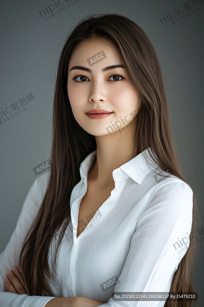 白衣長發美女