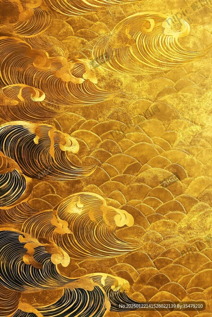 金色波浪底紋