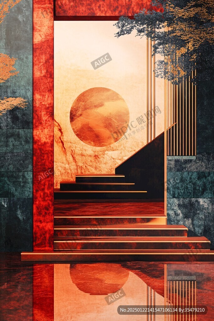 新中式樓梯墻