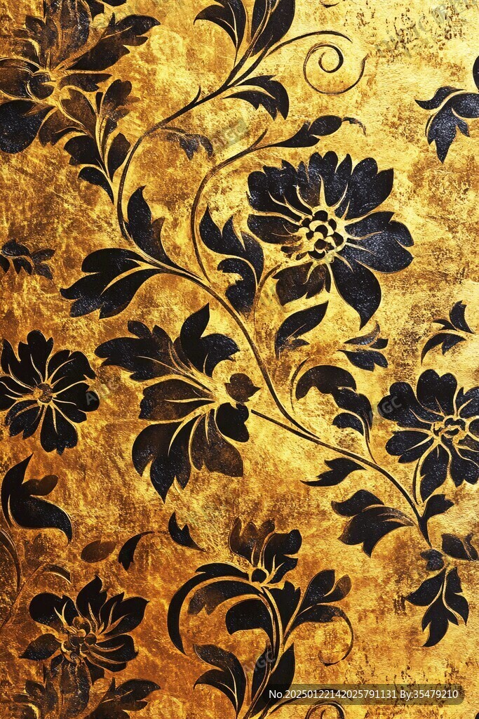 花金屬底紋金色