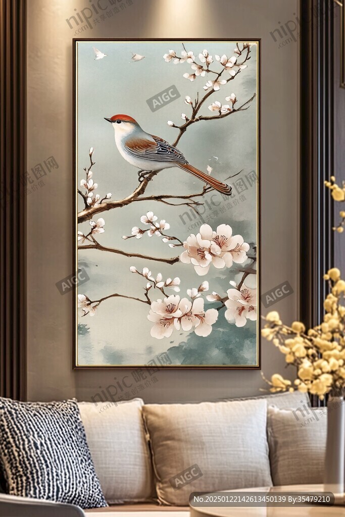 花鳥壁畫客廳掛畫