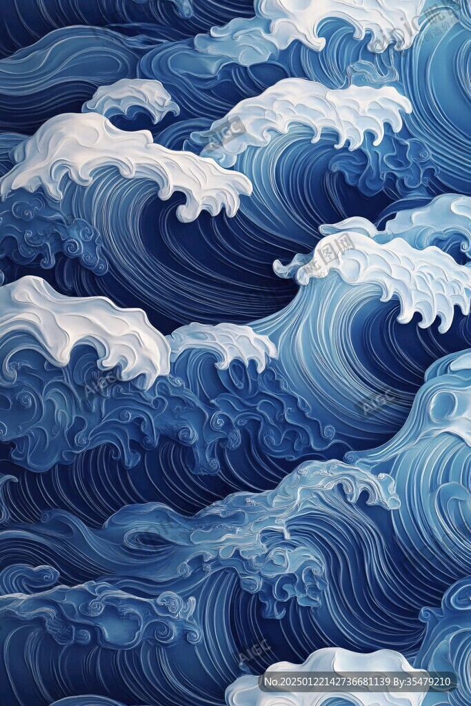 浪濤翻滾包裝底紋