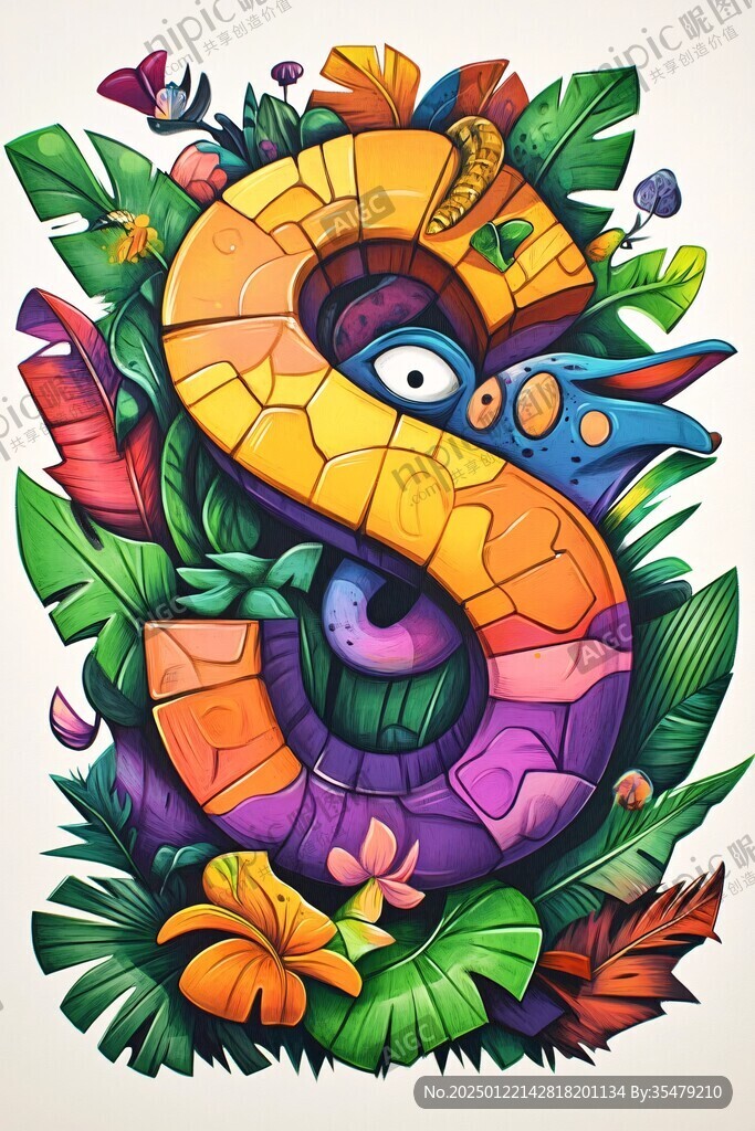 潮流蛇年插畫