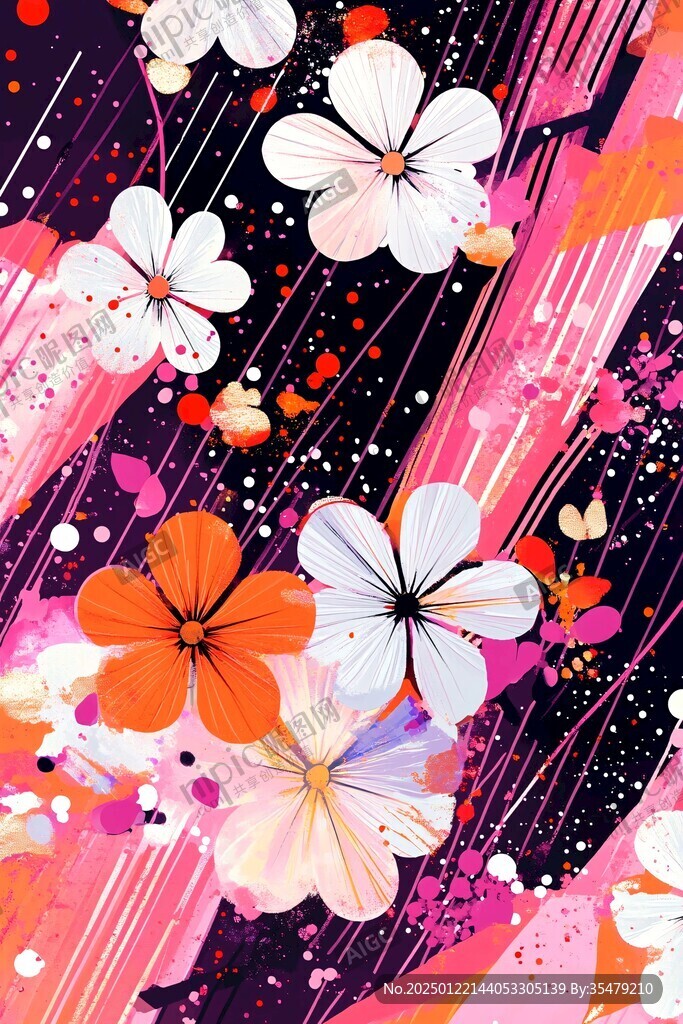 線條色塊花卉