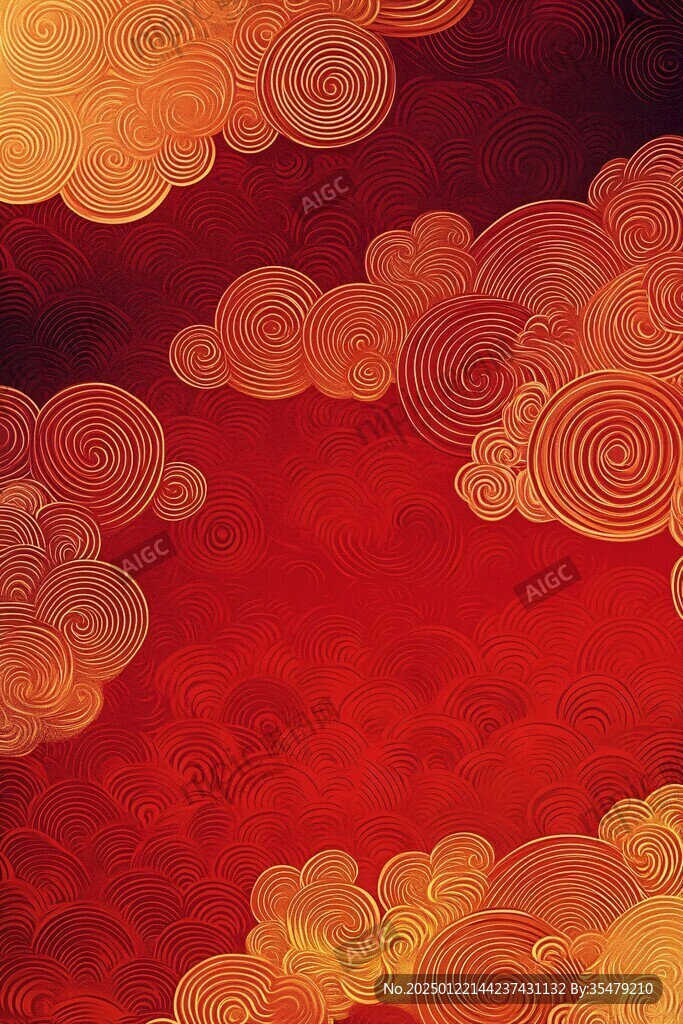 紅底黃色云紋