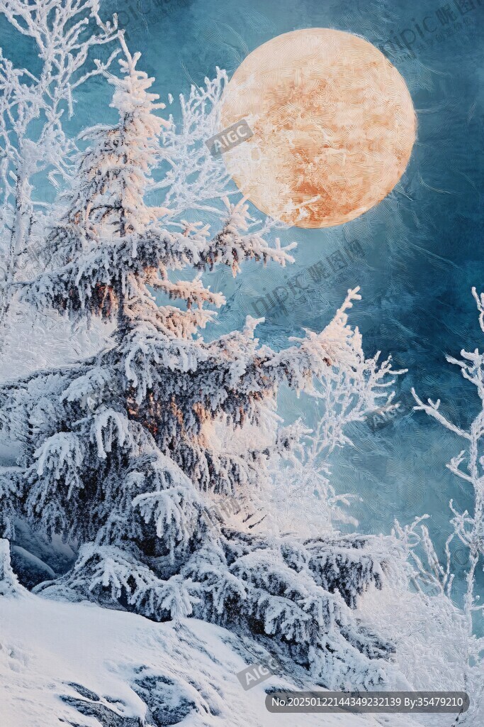 冬季仙境冰雪樹掛