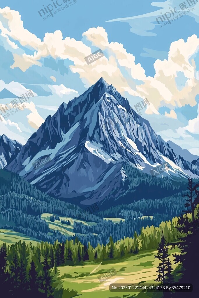 山風(fēng)景插畫包裝