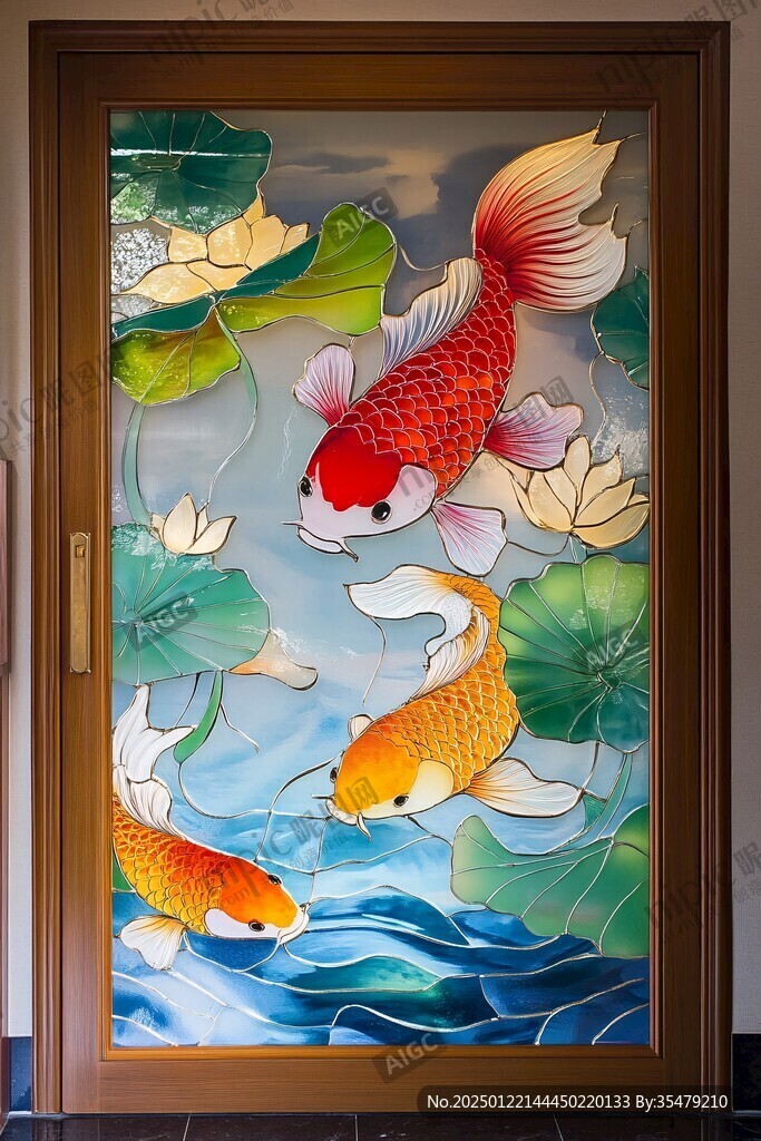 現代屏風鯉魚圖