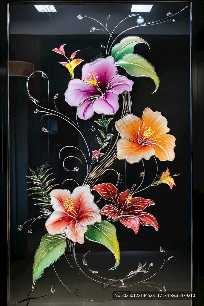 藝術(shù)玻璃手繪花卉