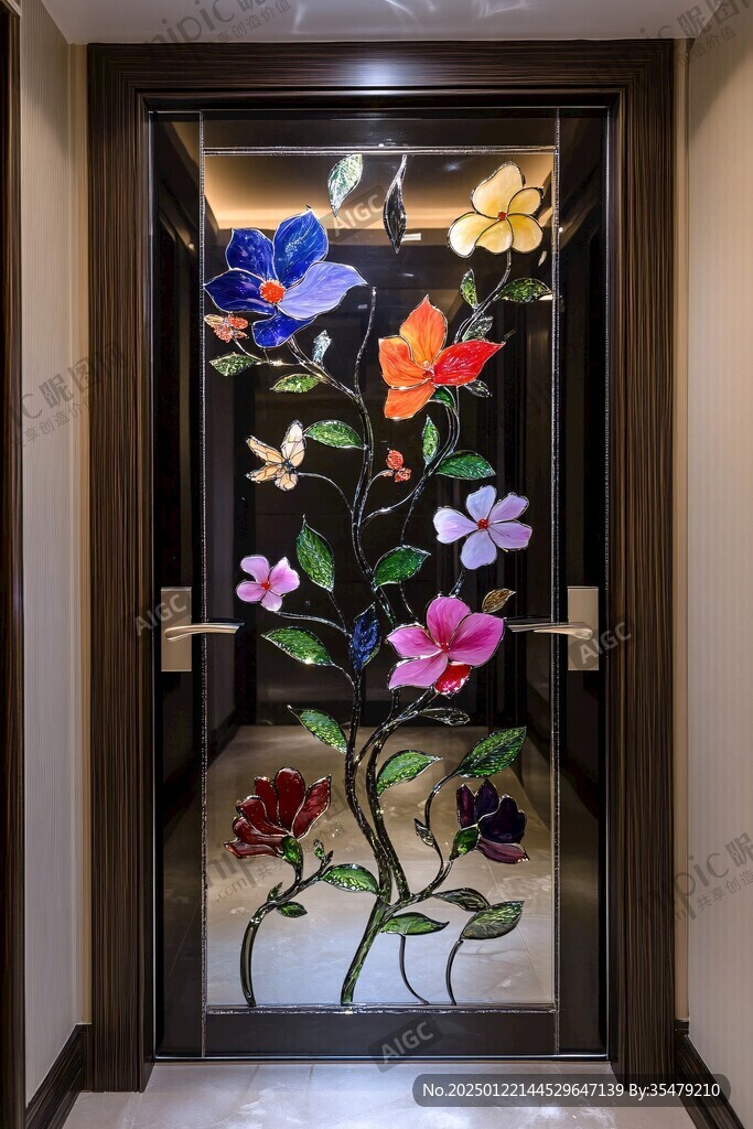 玻璃門裝飾花
