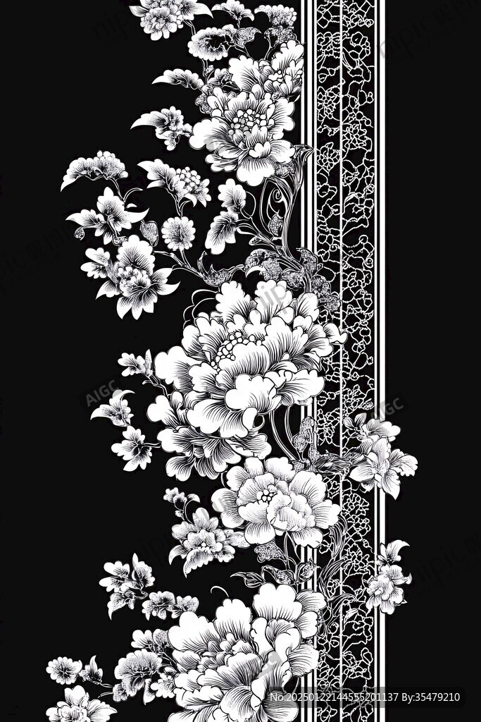 牡丹花雕刻圖案