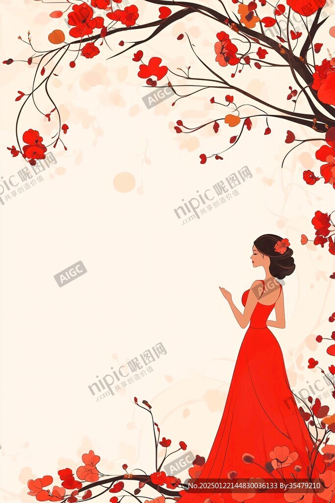 木棉花美女插畫(huà)