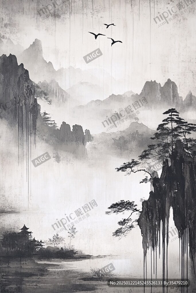 古典古風(fēng)復(fù)古迎客松