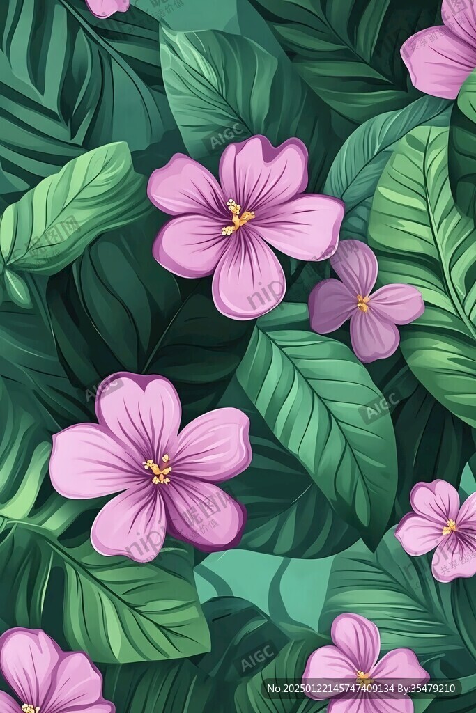 鮮花綠葉背景圖