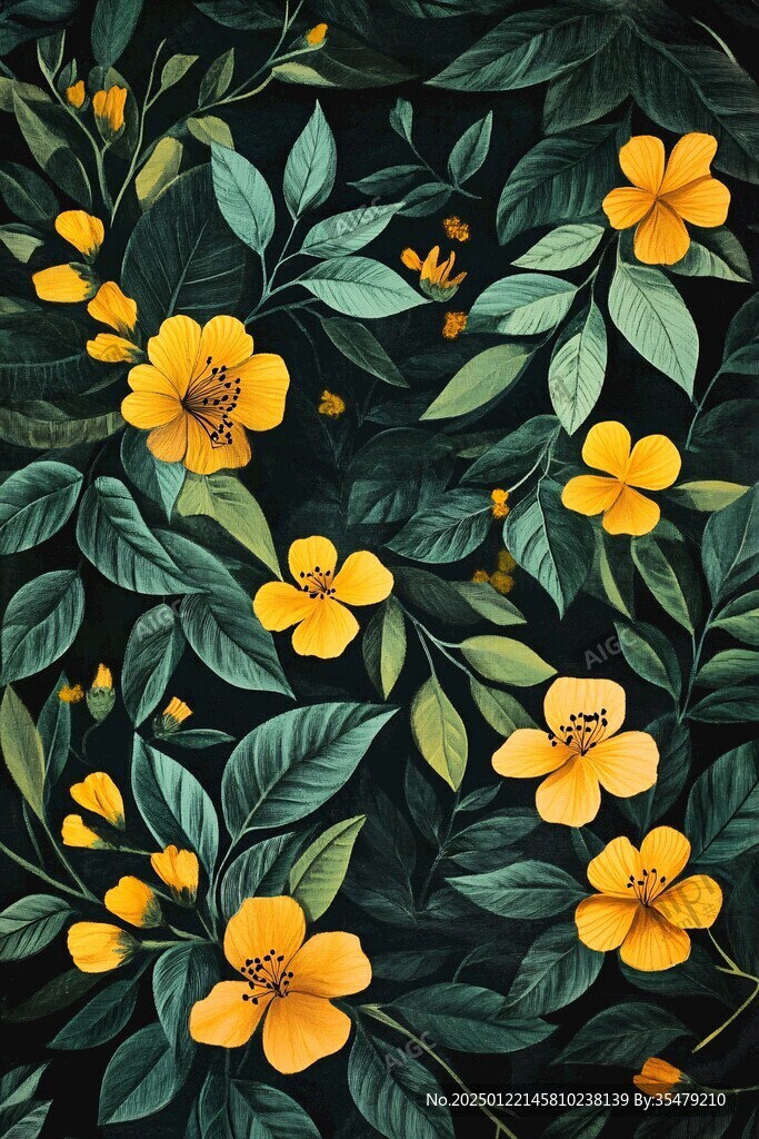 黃色鮮花綠葉
